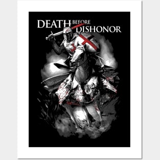 Crusader Knight Templar Cavalry Cross Death Before Dishonor Posters and Art